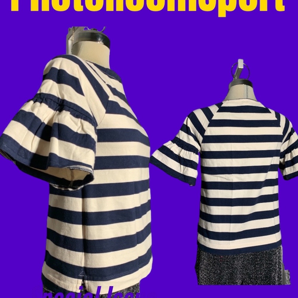 CREW CUTS White and Blue Striped Girls Top Size 14